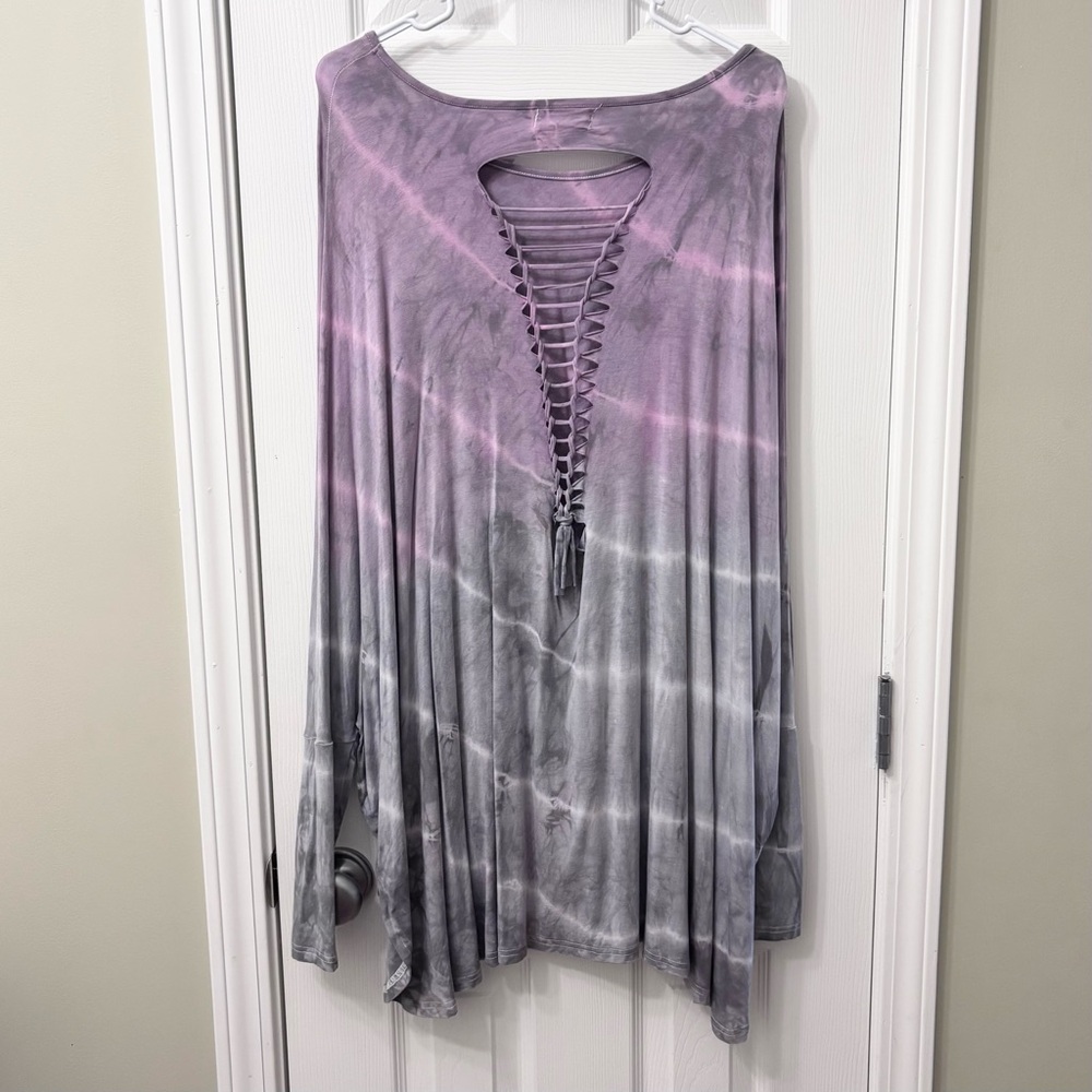 Gypsy Junkies x Free People Lavender Tie-Dye Oversized Tunic Womens One Size - Picture 5 of 9